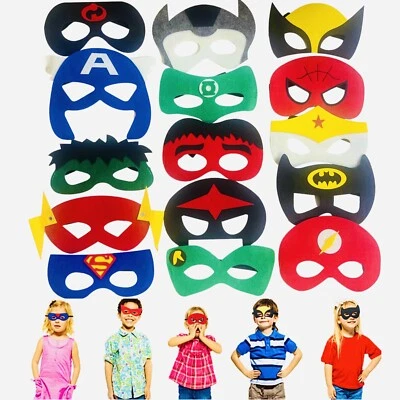 Superhero Felt Masks Party Favor Cosplay Toy Boys & Girls Avengers (15 assorted) - Image 1 of 4