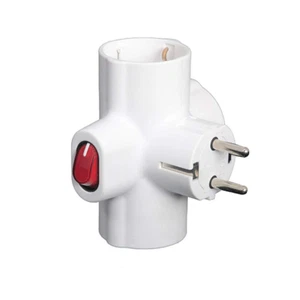 Adaptador Triple schuko 16 A 250 V con interruptor distribuidor interruptor encendido/apagado - Imagen 1 de 2