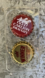 2 x Carlton Draught CUB Collectable Bottle Top Fridge Magnets @3039 - Picture 1 of 1