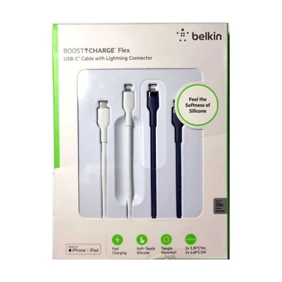 Belkin Lightning to USB-C 4 Pack Cables 1m 2m MFI-Certified *NEW#1* BU006-CC-4PK - Image 1 of 2
