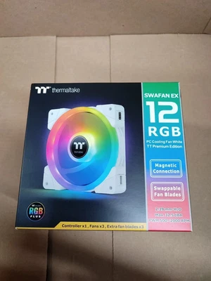 ¡Nuevo! Ventilador de refrigeración Thermaltake SWAFAN EX 12 RGB PC blanco, 500-2000 RPM ordenador cp Foto 1 de 4