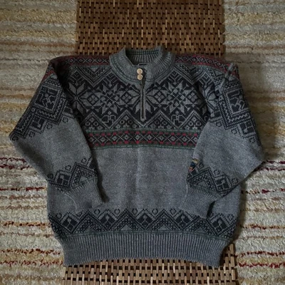 Dale of Norway Thunder Bay Wool Sweater Grey Red Green Pullover Small S - Image 1 of 3
