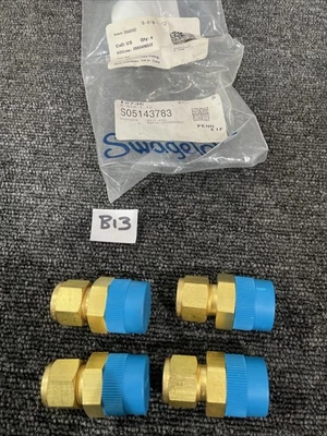 (4) Swagelok B-810-1-12 Brass Straight Compression Fitting 1/2" OD 3/4" NPT - Image 1 of 2