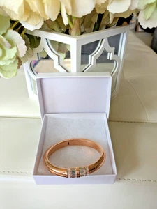 Michael Kors "Park Avenue Rose Gold & Baguette Cuff Bangle Bracelet - Picture 1 of 20