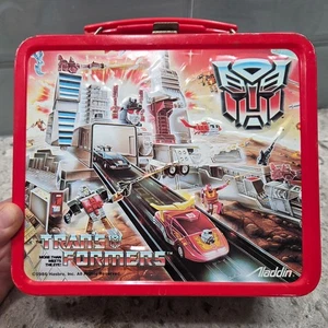 Vintage 1986 Transformers Metal Lunch Box and Thermos Set UNUSED MINOR FLAWS - Picture 1 of 16