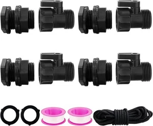 4 Pack Rain Barrel Spigot kit 3/4'' Plastic 3/4 inch, 4 Bulkhead+4 Valve - Picture 1 of 7