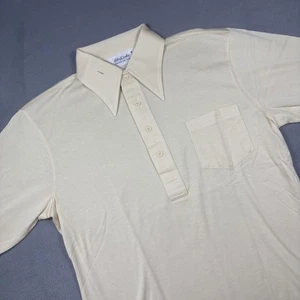Polo VINTAGE Lilly Dache uomo media avorio 4 bottoni collo grande tasca anni 70 - Foto 1 di 12