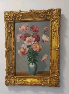 Stillleben Gemälde Bild Signiert Vase m.Blumen Brunkrahmen Barrock Vintage... - Bild 1 von 9