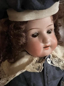 Antike Germany Heubach Biskuitleder Körper Glasauge Puppe 275-D9 - Bild 1 von 13