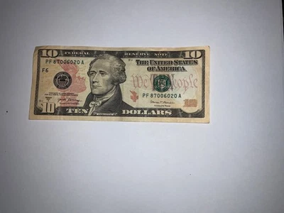 BIRTHDAY NOTE (PF87006020A) JUNE20,1987 . $10.00 USA NOTE - Image 1 of 2