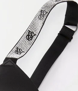 NEU 100$ Victoria's Secret Set schwarz Glanz Träger BH & Höschen GRÖSSE XXL - Bild 1 von 4