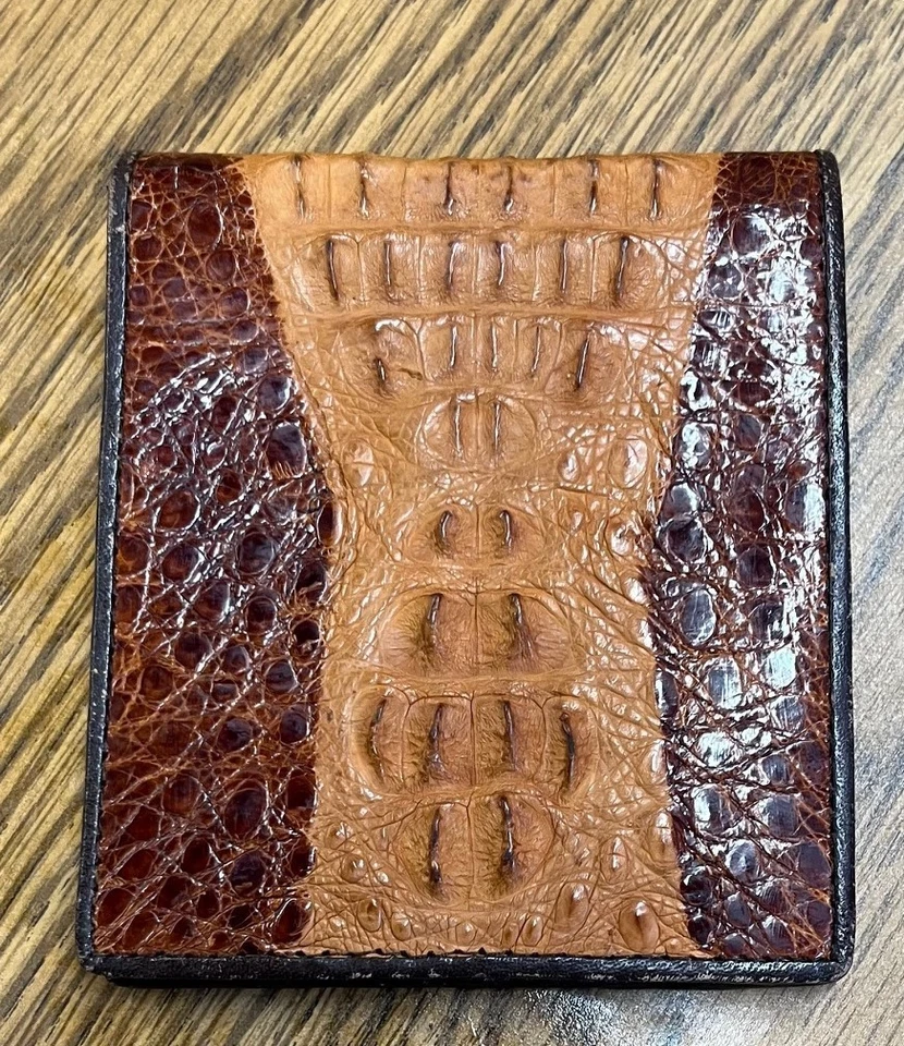 Real NUEVO Lujo Cuero Cocodrilo Piel Hombre Doble Cartera Fabuloso Regalo  Foto 1 de 4