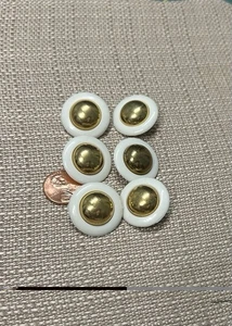 Gold und weiß glänzend 1 Zoll Schaft 6 Nähen Knöpfe - Bild 1 von 2