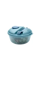 Tupperware Salat to go - 1,5 l - mit Wichtel, Messer, Gabel - blau  NEU - Bild 1 von 1