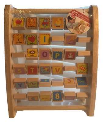 Alphabet Abacus Kids Toy Double Sided Pictures Letters Educational Wooden Educo - Image 1 of 3