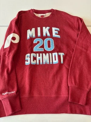 NUEVO SIN ETIQUETAS MLB Mitchell Ness Philadelphia Phillies Mike Schmidt Sudadera Grande Roja Foto 1 de 4
