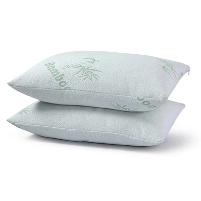 TH-HOMEWARE 2x Bamboo Pillows Soft Hollowfibre Hypoallergenic Pillow with Removable Cover UK