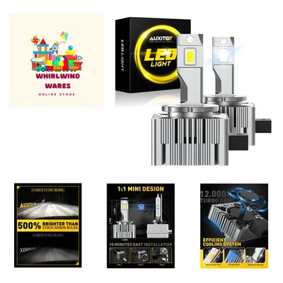 D3S D3R LED Bulbs, 24000Lumens 120W 6000K White 500% Brightness, Xenon HID Re... - Image 1 of 4