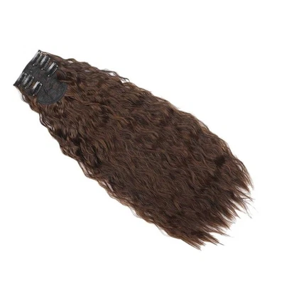 3 Stück Clip In Haar Extensions Natur Mais Locken Lang Wellig Echthaar Set - Bild 1 von 4