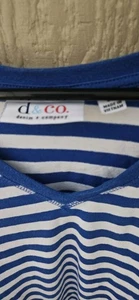 D & CO Denim & Company blau gestreift V-Ausschnitt Übergröße 3X Freizeit T-Shirt Tee - Bild 1 von 4