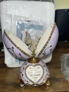 Bradford Exchange Daughter Wherever Life Takes You Butterfly Egg Music Box 6.5" - Picture 1 of 9