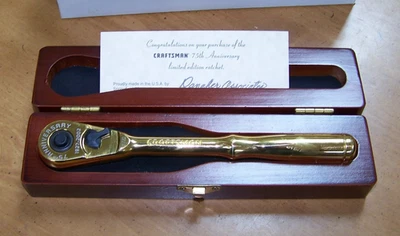 Craftsman 75 Aniversario Chapado en Oro 22k -VR-44813 Trinquete con Estuche de Madera NUEVO Foto 1 de 4