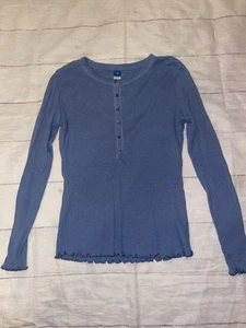 Womens XS Old Navy Blue Ribbed Long Sleeved Shirt  - Picture 1 of 3