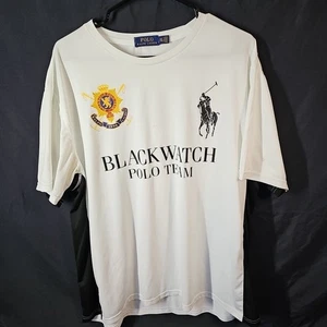 Polo Ralph Lauren Blackwatch Shirt Jersey Polo Team Big Horse White Black XXL - Picture 1 of 10