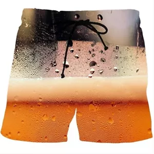 Men’s 3D Beer Drink Bubbles Swim Shorts Funny Summer Board Trunks Quick Dry - Picture 1 of 22