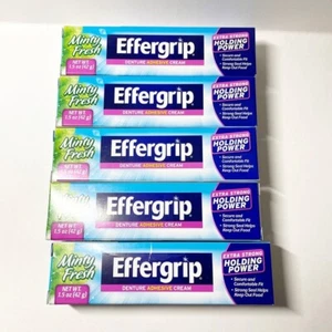 LOT Of 5 Effergrip Minty Fresh Denture Adhesive Cream 1.5oz NEW - Picture 1 of 5