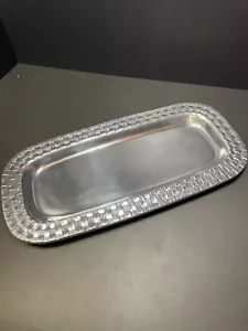 Towle Plateros Cesta Tejida Patrón 14.75”x 7” Bandeja para Servir Plato Metal - Imagen 1 de 11
