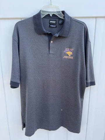 University of Northern Iowa Panthers Football Mens Large Polo Short Sleeve Gray Cover