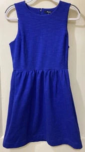 Madewell Tank Dress Fit & Flare Size M Blue Cotton Blend Stretch Pockets - Picture 1 of 7