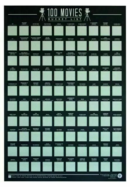 Gift Republic GR630004 Scratch Off Bucket List Poster - 100 Movies