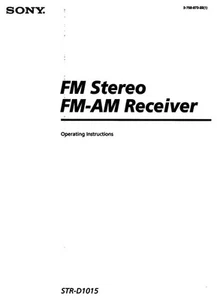 Sony STR-D1015 Receiver Owners Manual Printed or PDF - Imagen 1 de 1