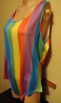 Traje de baño de una pieza arco iris a rayas verticales talla 4XL para mujer Foto 1 de 4