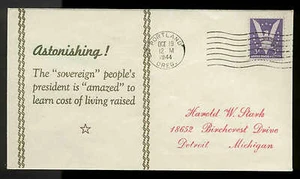 WWII PATRIOTIC -ASTONISHING!10/19/44  LINTO SHERMAN #715 - Picture 1 of 1