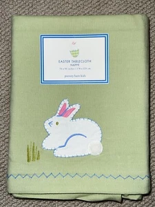 NWT Pottery Barn Kids Rabbit Spring Flowers Easter 70" x 90" Green Tablecloth - Picture 1 of 12