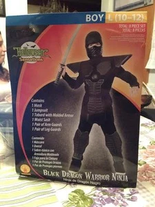 Boys Black Dragon Warrior Ninja Costume 10-12 8 Piece Set Rubie's 887937 New - Picture 1 of 1