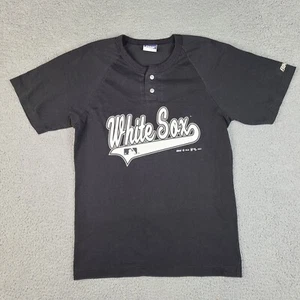 Vintage. Chicago White Sox T-Shirt Youth Medium schwarz Henley Knöpfe Bike 1997 Jungen - Bild 1 von 13