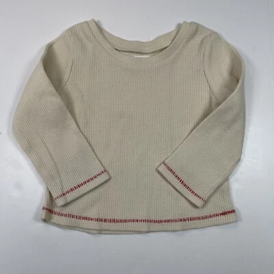 Mud Pie Infant Baby Cream Waffle Knit Long Sleeve Shirt Size 9-12 Months - Image 1 of 4
