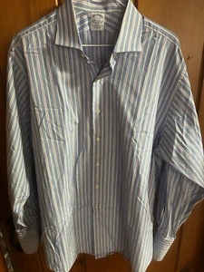Brooks Brothers Shirt 17.5-34 Red, White & Blue Striped Italy French Cuff Unworn - Picture 1 of 5