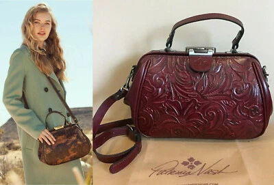 Nuevo con etiquetas Bolso Bandolera Patricia Nash Gracchi Marco Cuero Rojo Oscuro con Correa Foto 1 de 4