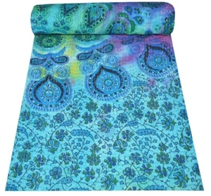 Blue Kantha Quilt Mandala Gudri Handmade Twin Bedspreads Throw Ralli - Picture 1 of 5