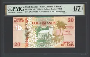 Cook Islands 20 Dollars ND(1992) P9a N000287 Uncirculated Graded 67 - Picture 1 of 2