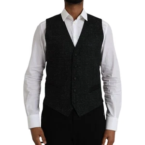 DOLCE & GABBANA Vest Black Brown Silk Waistcoat Dress Formal IT48/US38/M 980usd - Picture 1 of 9