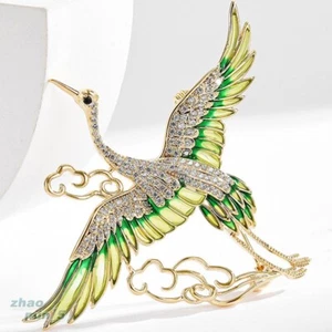 Crystal Crane Bird Brooches Rhinestone Phoenix Brooch Pin Wedding Jewelry Gifts - Picture 1 of 5