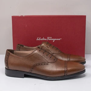Salvatore Ferragamo Riley Radica Pebbled Cap Toe Oxfords, Size 10 E - Picture 1 of 8