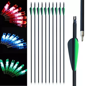 31'' Archery Carbon Arrows & LED Lighted Nock Tail 6.2mm Hunting Target Shooting - Picture 1 of 35