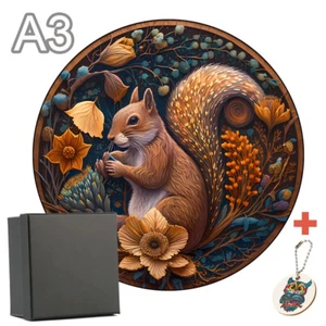 Spezielles Eichhörnchen Holzpuzzle Durchmesser Größe 11 im kreativen Familienspiel - Bild 1 von 13